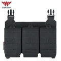 YKD-0119 Yakeda Tactical Nylon Molle Triple Pistol Ammo Bag in black, featuring three pouch design and MOLLE attachments.