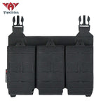 YKD-0119 Yakeda Tactical Nylon Molle Triple Pistol Ammo Bag in black, featuring three pouch design and MOLLE attachments.