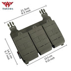Dimensions of YKD-0119 Yakeda Tactical Nylon Molle Triple Pistol Ammunition Bag with three compartments.