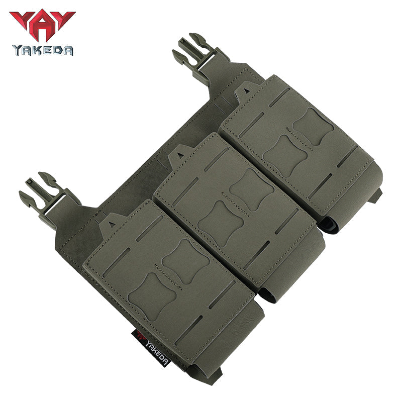YKD-0119 Yakeda Tactical Nylon Molle Triple Pistol Ammunition Bag in green, designed for efficient storage and access.
