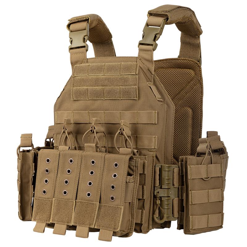VT-6026-3 QR Outdoor Hunting Sports Vest with Camouflage Design and Multiple Pockets for Tactical Use All Seasons Square Neck