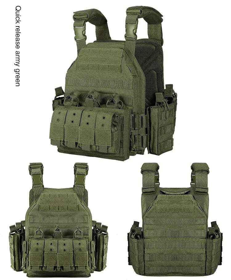 VT-6026-3 QR Outdoor Hunting Sports Vest with Camouflage Design and Multiple Pockets for Tactical Use All Seasons Square Neck